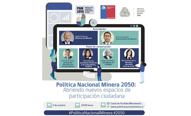 Ministerio de Minera realizar el lanzamiento de la fase virtual de la Poltica Nacional Minera 2050.