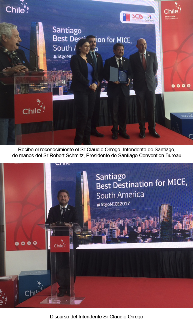 Grupo Metalia Espaa-Chile, presente en la premiacin de Santiago como mejor capital de turismo MICE de Amrica Latina.