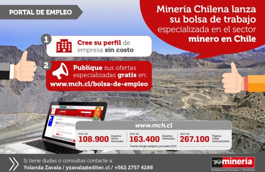 A partir de hoy las ofertas de empleo de minera estan en www.mch.cl